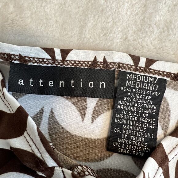 VTG Attention Top Womens Medium White Brown Crescent Moon Babydoll Y2K Retro - Picture 9 of 10